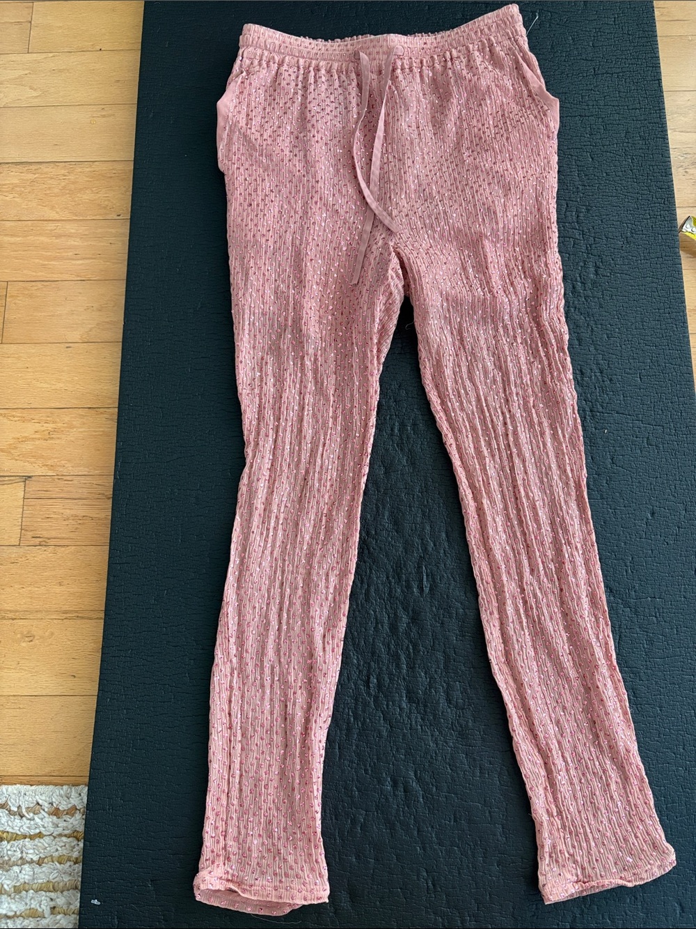 Red Valentino Pink sheer sequined silk pants XS